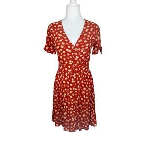Madewell Happy Hibiscus button front tie sleeve retro dress
